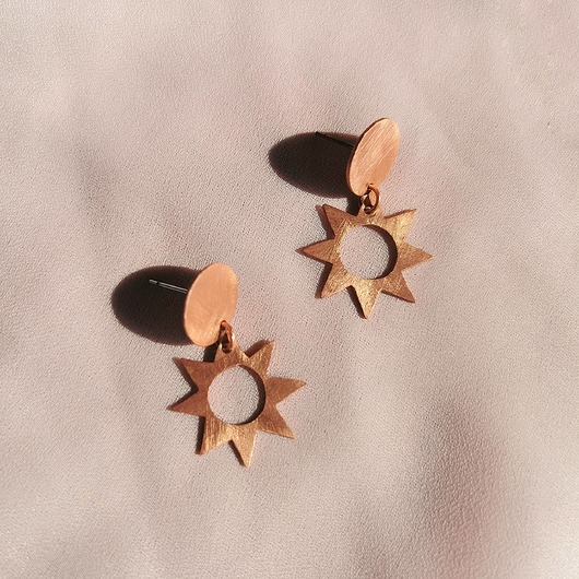 kolczyki wire wrapping Kolczyki geometryczne słońca