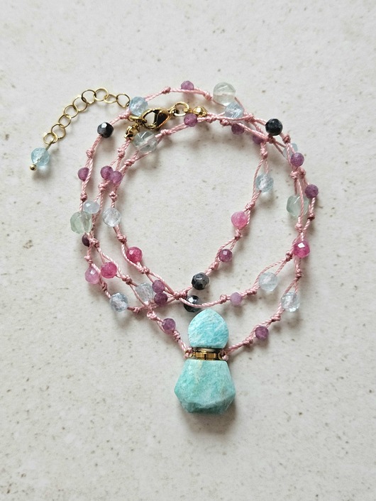 złote naszyjniki Naszyjnik N55 Perfumetka, amazonit