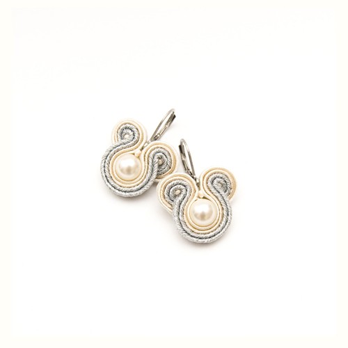Perłowe kolczyki soutache ślubne maanuela