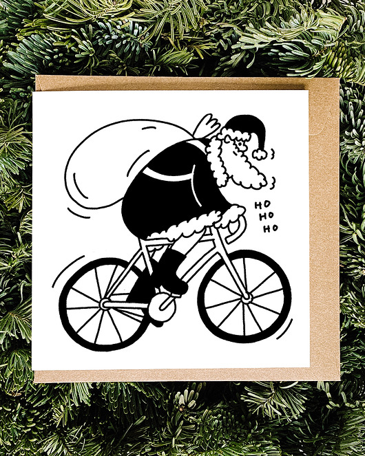 kartki świąteczne Święty Mikołaj na ostrym kole