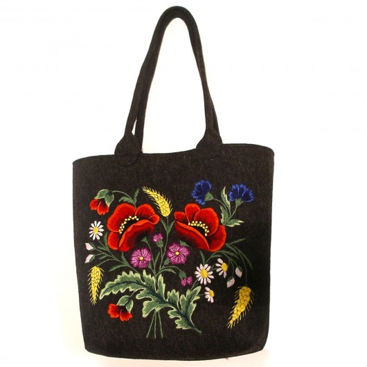 Felt Bag with embroidered Meadow_XXL na ludowo