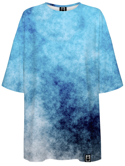 t-shirt damskie DR.CROW T-shirt Damski Oversize Blue Grunge