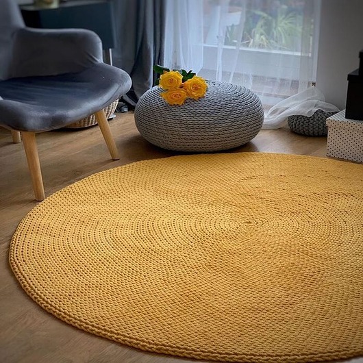 dywany Okrągły dziergany dywan ,dywan sznurkowy  150cm