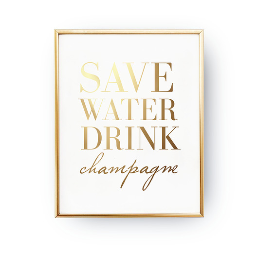 Plakat Save water,  Złota typografia ZlotePlakaty