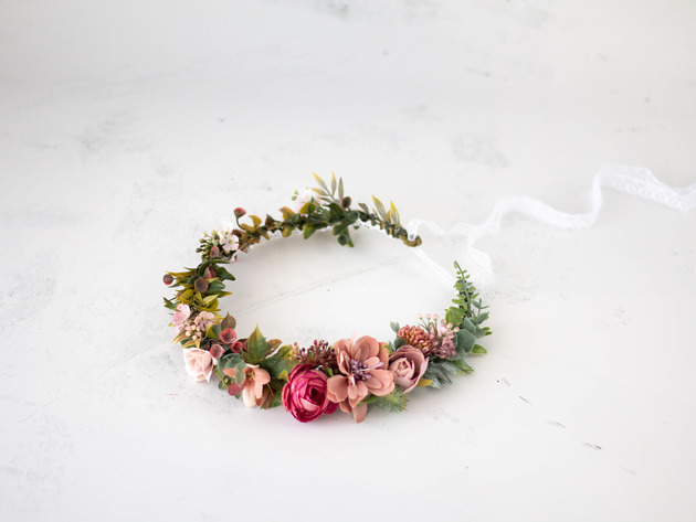 Asymetryczny wianek w stylu boho Lola White