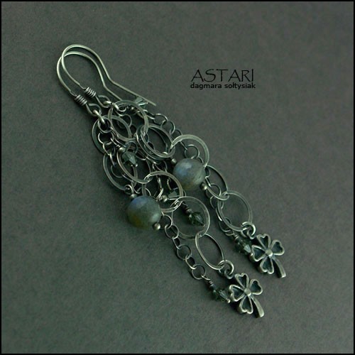 LABRADORYT, kryształ SWAROVSKI I BALI Astari