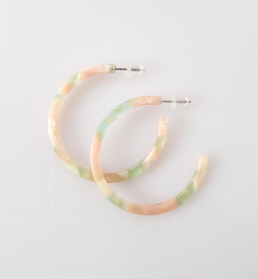 kolczyki - inne Kolczyki Lekkie Koła brzoskwiniowo seledynowe