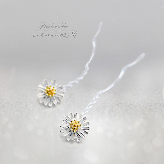 kolczyki - inne Mini rumianki - długie