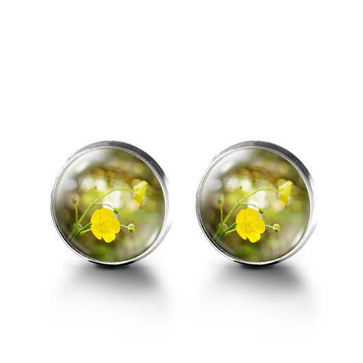 kolczyki szklane Kolczyki sztyfty - Żółty kwiat