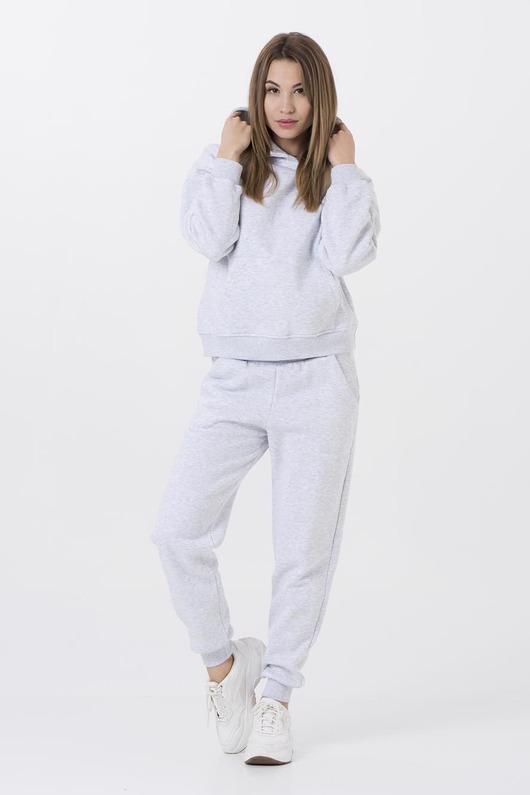 S03 SZARY KOMPLETNY DRES OVERSIZE KANGURKA Ablush