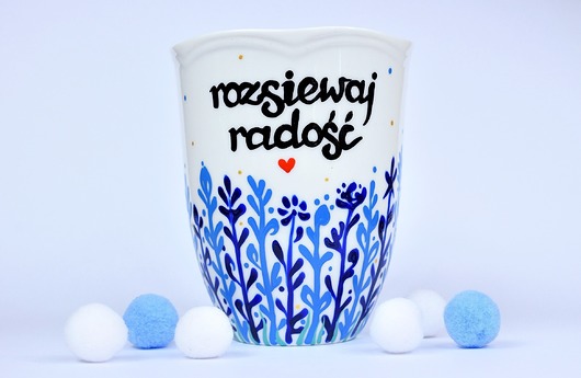 Kubek "Rozsiewaj radość" Niebieski 350 ml Ceramika Ciepliki