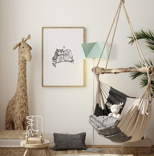 lampy do pokoju dziecka Geometryczna lampa stojąca do salonu z miętowym kloszem ANKARA KIDS