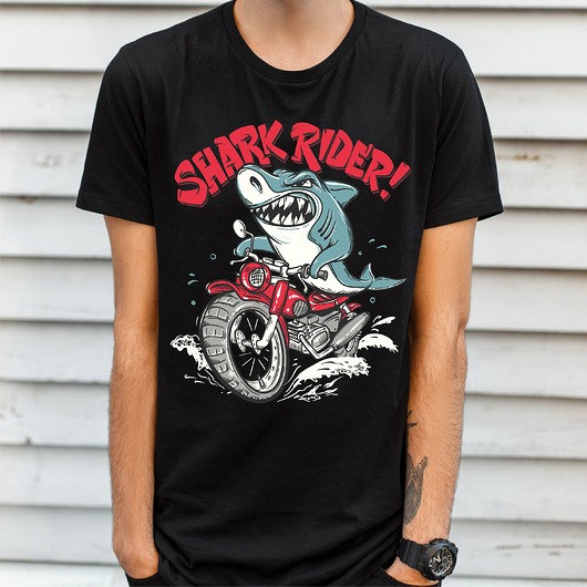 Koszulka czarna męska Shark rider ART ORGANIC