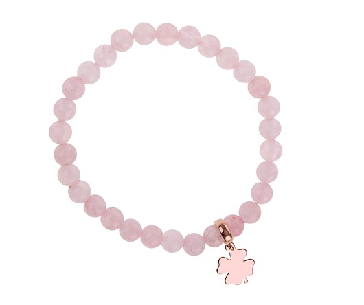  Bransoletka różowy kwarc z koniczynką  ZOKO STORE