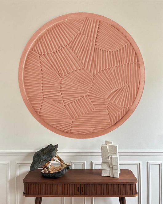 obrazy Okrągła płaskorzeźba z kompozytu żywiczego PANTONE 13-1023 Peach Fuzz