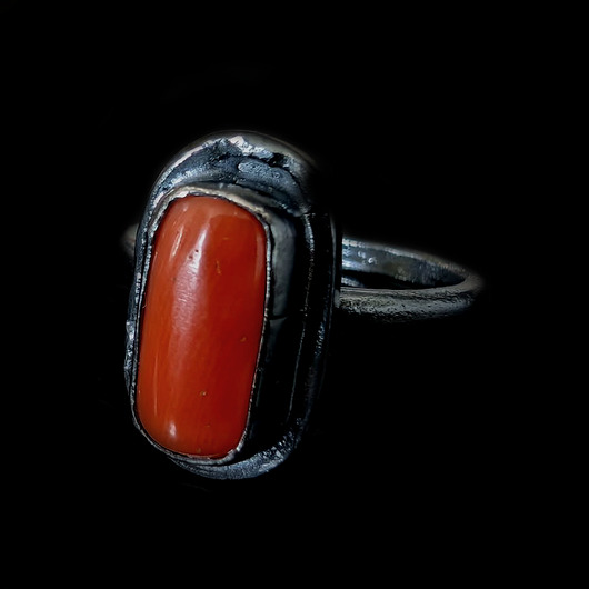 pierścionki srebrne Pierścionek Koral szlachetny