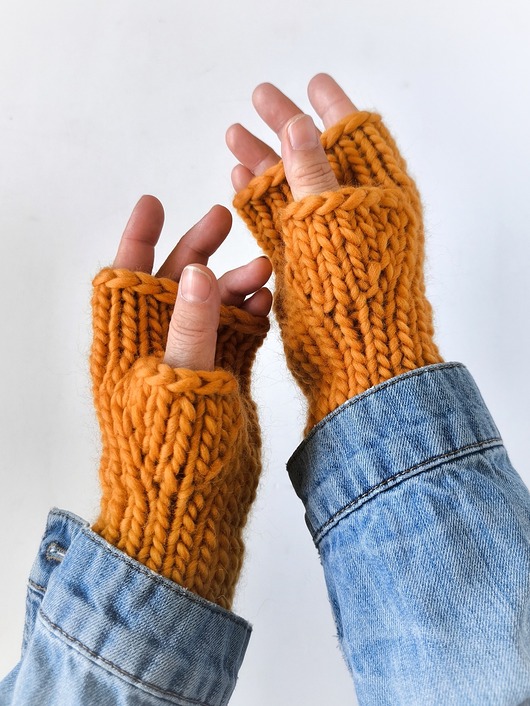 rękawiczki damskie Wełniane mitenki z wełny peruwiańskiej WOOLY dynia