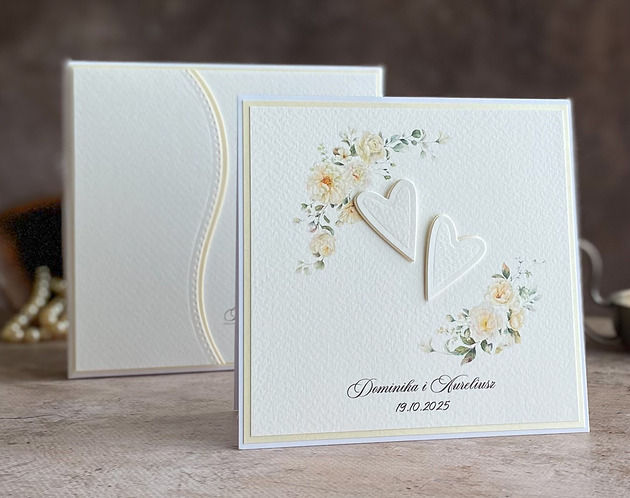 zaproszenia i kartki na ślub Kartka  ślubna z pudełkiem i kopertą, WP 132