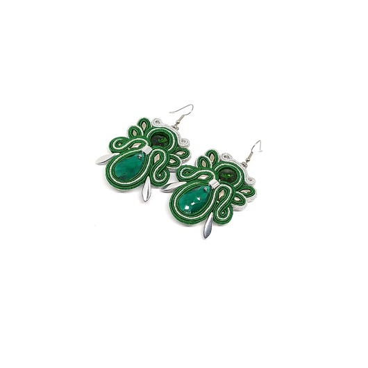kolczyki soutache Zielono-srebrne kolczyki sutasz - kolekcja Angel