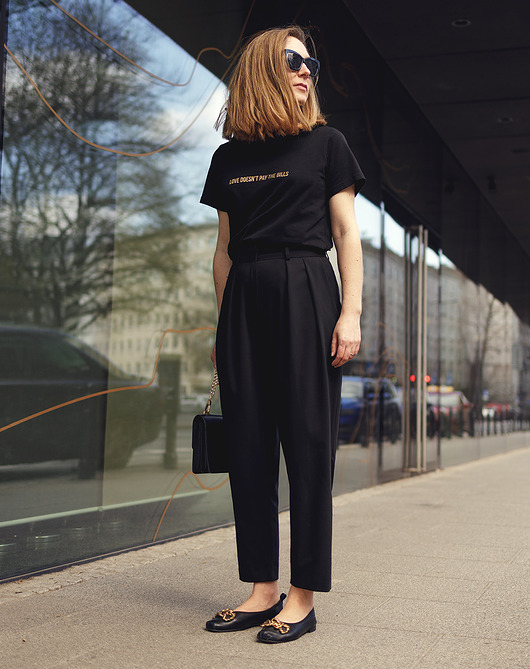 spodnie materiałowe damskie Spodnie marchewy black