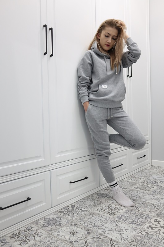 bluza z kapturem damska Szara bluza damska kangurka