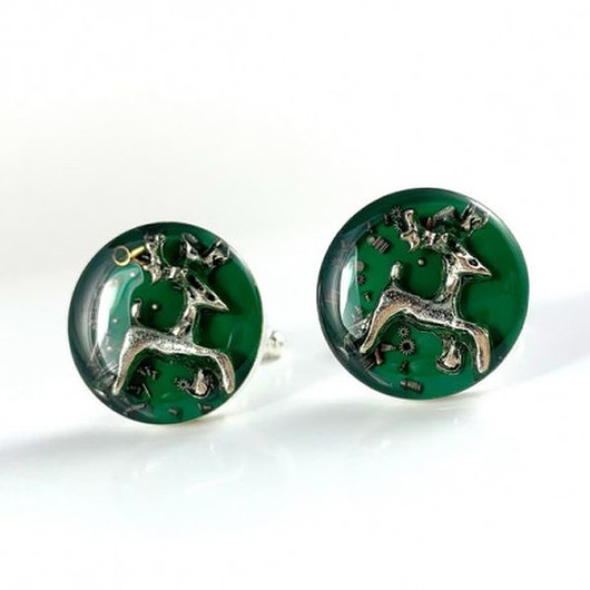 spinki do mankietów Spinki - JELONKI - Khaki - dla Myśliwego