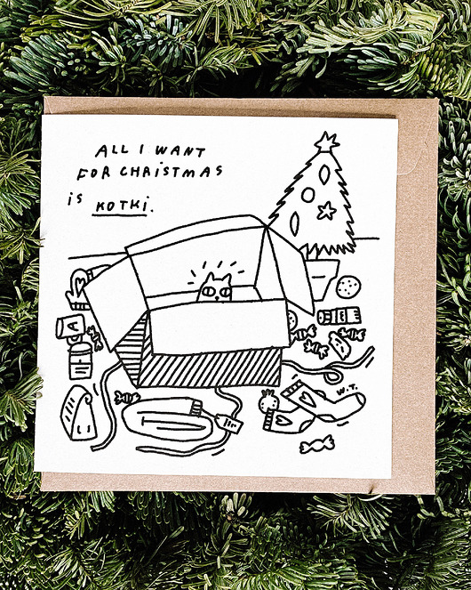 kartki świąteczne All I want for Christmas is kotki