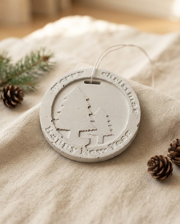 ozdoby choinkowe Betonowa Zawieszka na choinkę "Merry Christmas" Biała