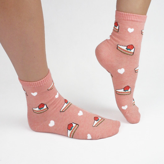 Skarpetki damskie różowe z tortem CandySox