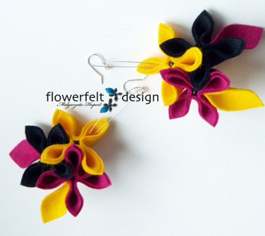 YellowFuchsiaBlack FlowerFelt Design