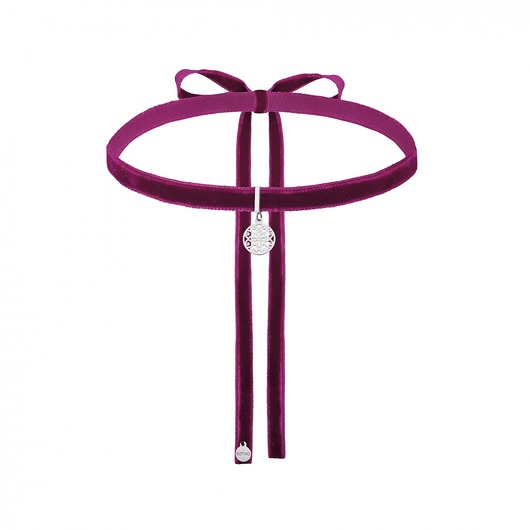 Purpurowy choker ze srebrną rozetą SOTHO