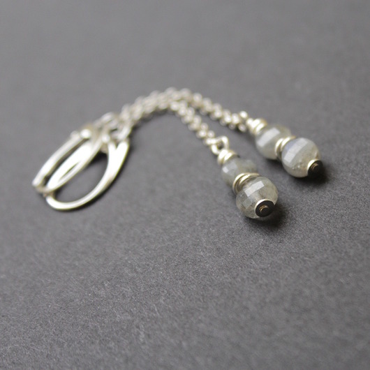 kolczyki z kamieniami Kolczyki labradorytki na długo