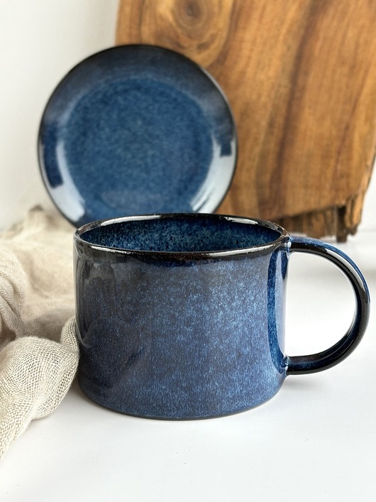 kubki Kubek / Prosta filiżanka ceramiczna 250 ml granatowa - Nocne Niebo