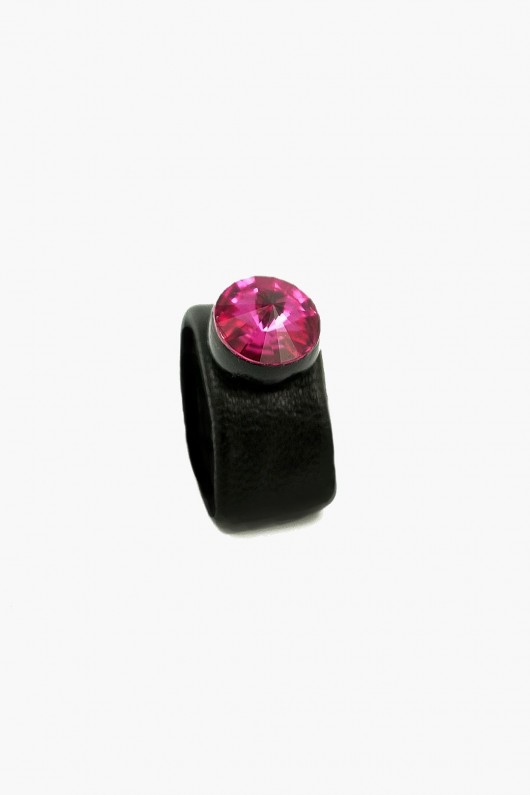 Skórzany pierścionek z kryształem Swarovskiego 4 Seasons Jewelry