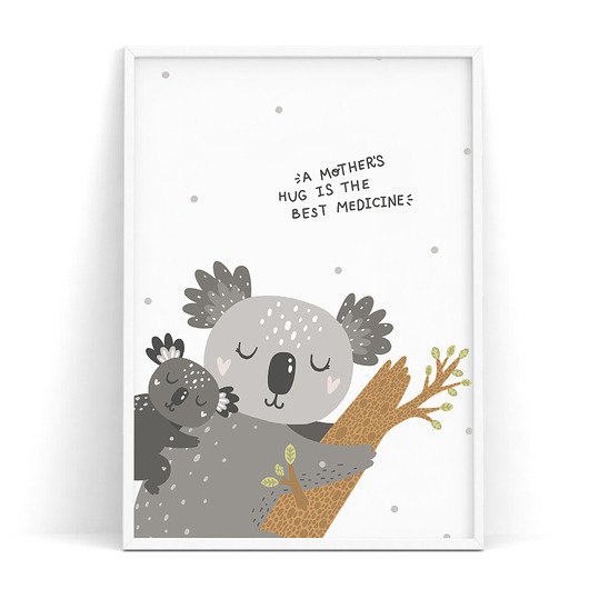 obrazy i plakaty do pokoju dziecięcego Plakat Mothers Hug is the best Medicine Koala