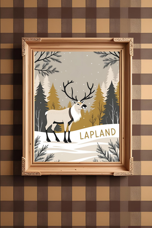 plakaty PLAKAT Laponia skandynawski renifer Finlandia