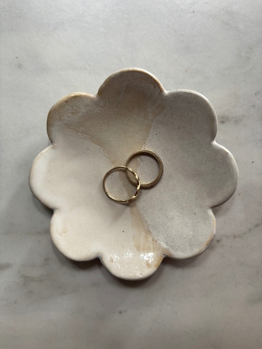 pojemniki na biżuterię Ceramiczna Miseczka Kwiat na Drobiazgi Biżuterię Pearl Matte