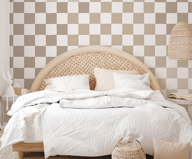 naklejki ścienne do pokoju dziecka Mural Szachownica "Beige Chess Shades"