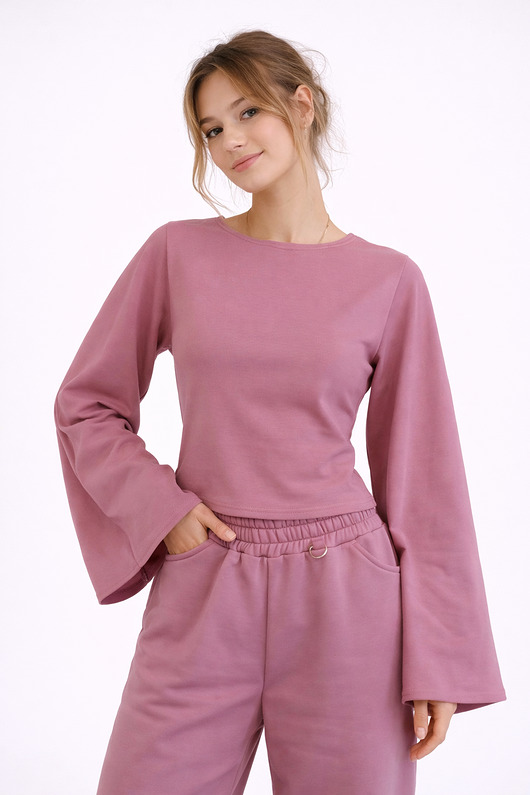 bluzki z długim rękawem damskie Top Longsleve Róż