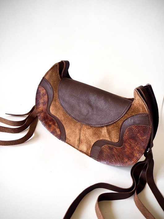 torby na ramię Skórzana brązowa torebka handmade z upcyklingu