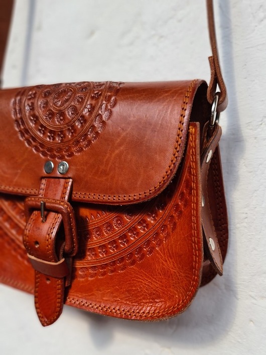 torby na ramię Torebka skórzana ręcznie robiona góralska Sol na ramię brązowa