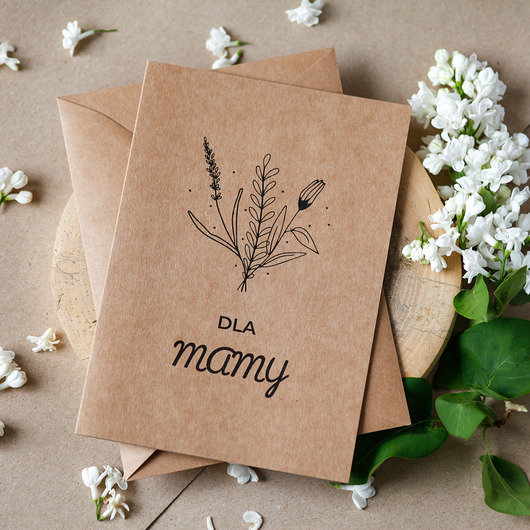 kartki okolicznościowe - wydruki Kartka okolicznościowa na dzień mamy bukiet  B6 papier kraft