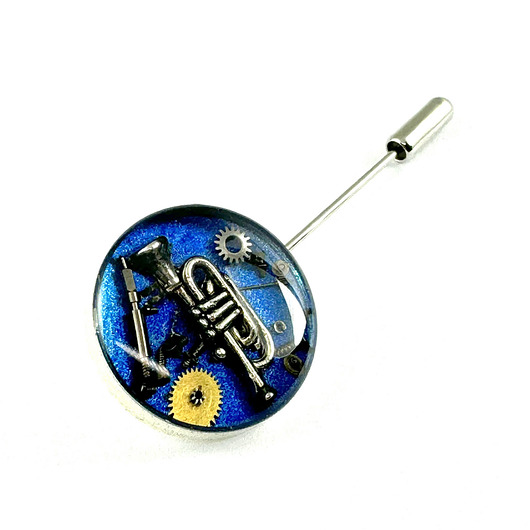 muszki i krawaty SZPILKA DO BUTONIERKI - Dla muzyka - Trąbka (blue) - unikat