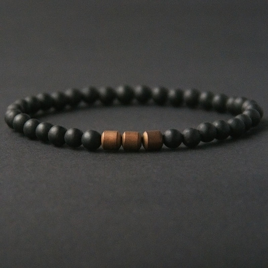 męska bransoletka : BLACK LAVA & copper II kaktusia