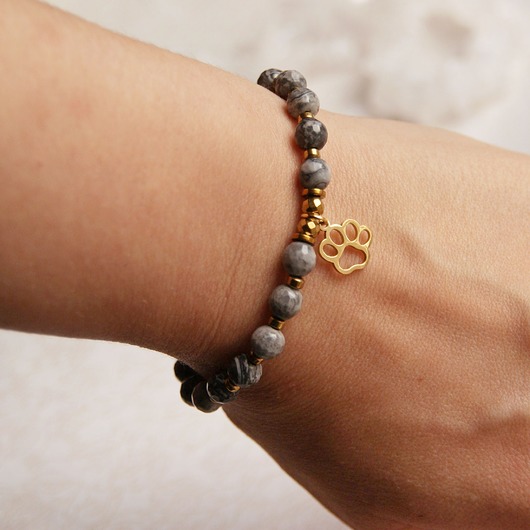 bransoletki z kamieni naturalnych Dla zwierzolubnej : łapka & jaspis