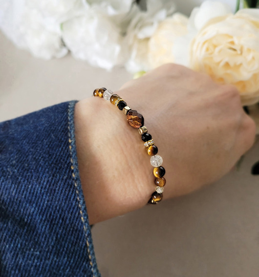 bransoletki z kamieni naturalnych DOBROBYT i OCHRONA z Turmalinem i Cytrynem