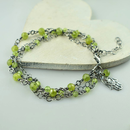 bransoletki z kamieni naturalnych Peridot w srebrze - bransoletka