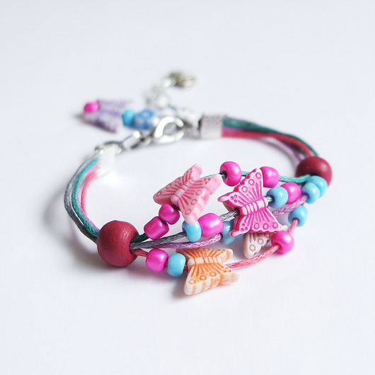 bransoletki na sznurku Bransoletka - Motylki 6 - sznureczki - dla dzieci