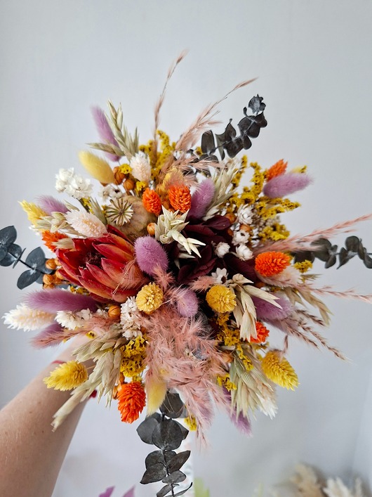 dodatki - różne Bukiet z suszonych kwiatów wielobarwny