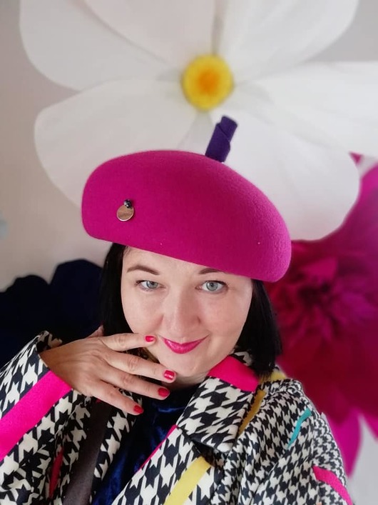 kapelusze damskie Beret magenta